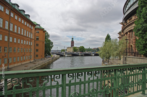 Photography View of Stockholm City Hall and Stream's castle from Stallbron Bridge