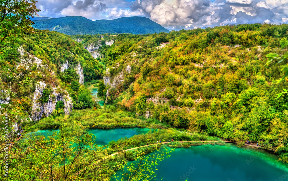 View of the Plitvice Lakes National Park in Croatia
