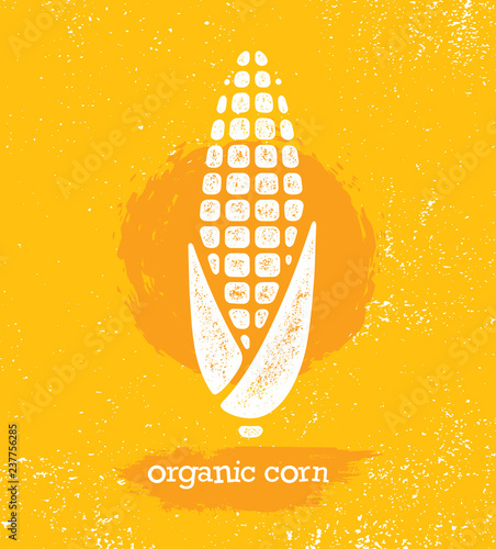 Organic Sweet Corn On The Cob Creative Vector Design Element For Menu Design. Healthy Food Illustration Concept