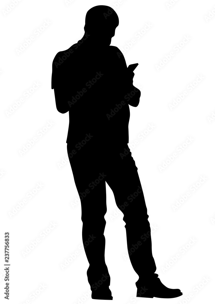 Man with phone on white background