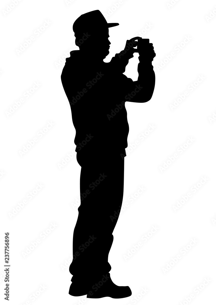 Man with phone on white background