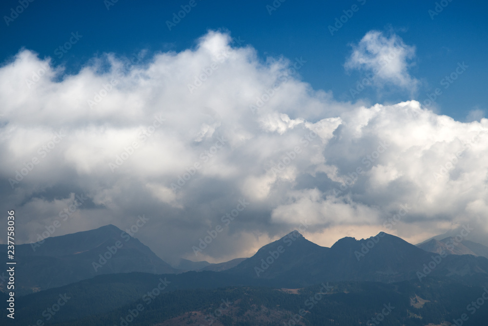 Stunning mountain scenery with clouds 