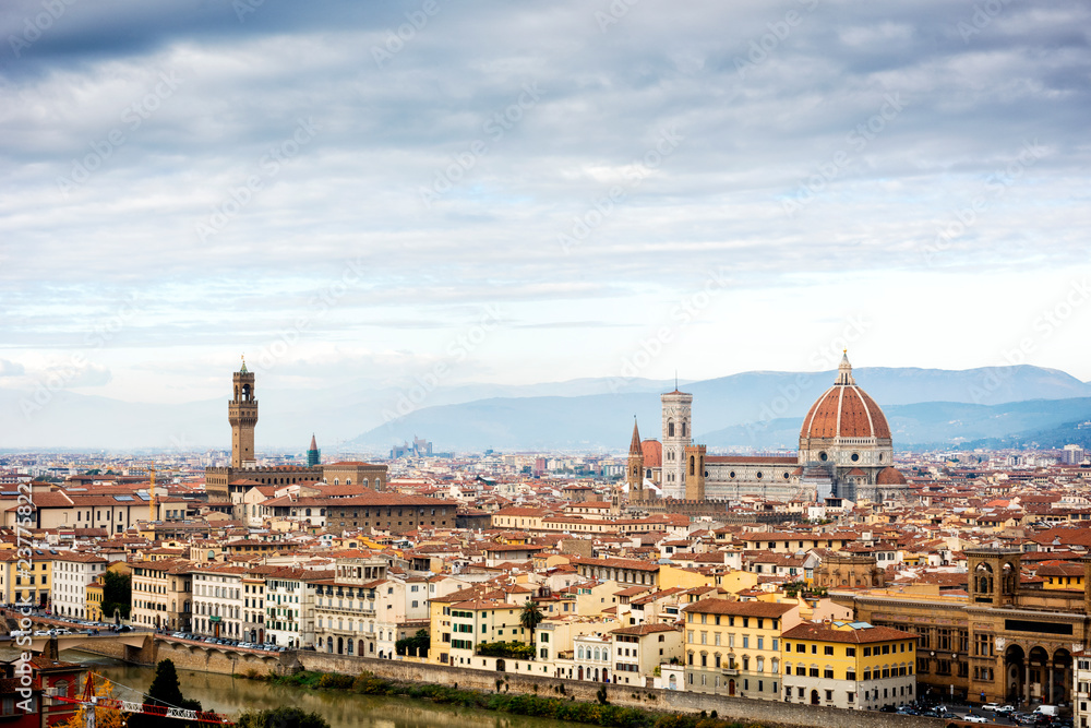 Landscape of the Florence as seen from Michelangelo hill. Tuscany, Italy