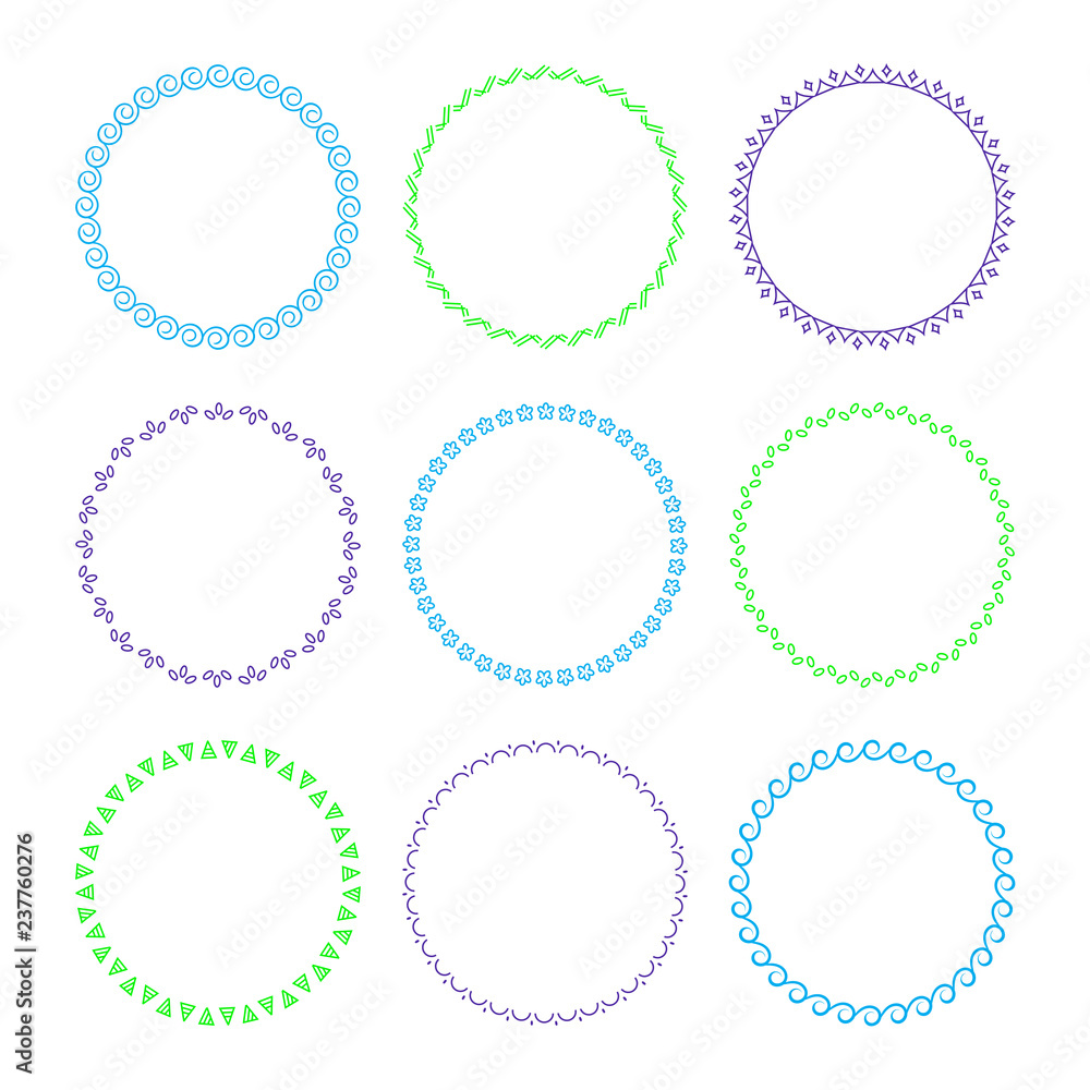 Collection of vector graphic circle frames. Wreaths for design Collection of vector graphic circle frames. Wreaths for design