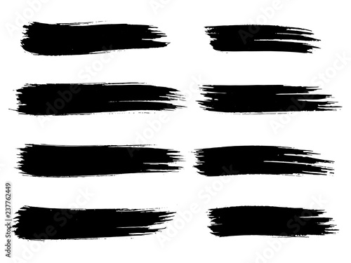 Painted grunge stripes set. Black labels, background, paint text