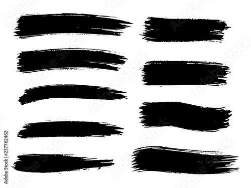Painted grunge stripes set. Black labels, background, paint text