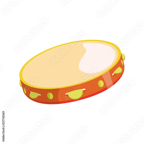 Tambourine flat icon. Percussion, gypsy music, folk. Musical instrument concept. Vector illustration can be used for topics like music, leisure, toys