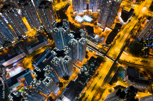 Hong Kong residential city at night