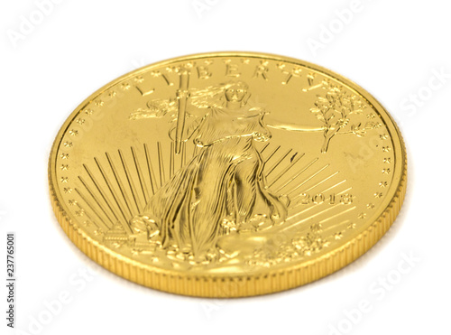 Canvas-taulu American gold eagle bullion coins isolated on white background