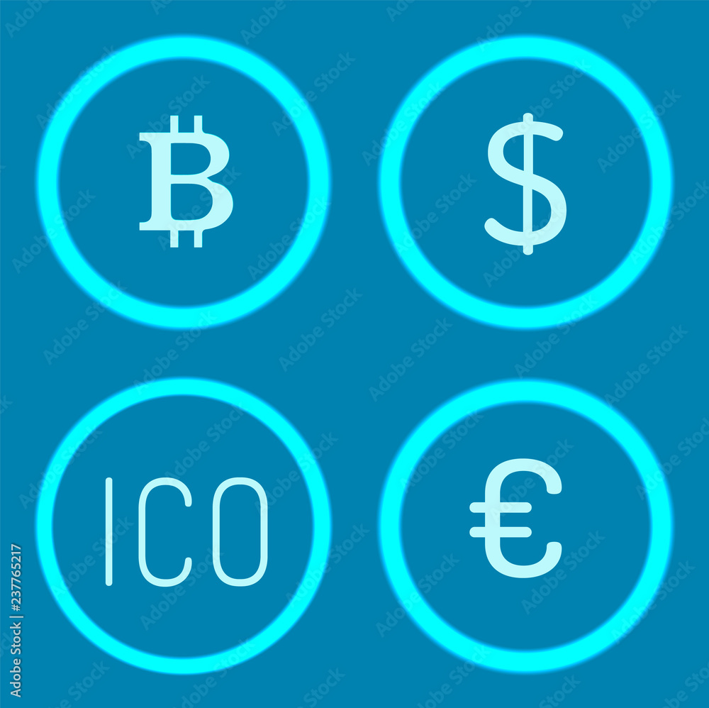 Bitcoin Cryptocurrency Digital Money Set Vector Bitcoin Cryptocurrency Digital Money Set Vector