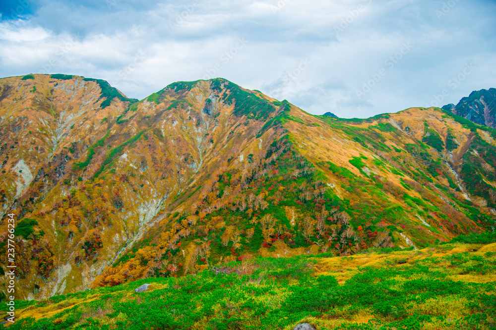 Mountain view of Tateyama in Toyama, Japan. Toyama is one of the important cities in Japan for cultures and business markets.