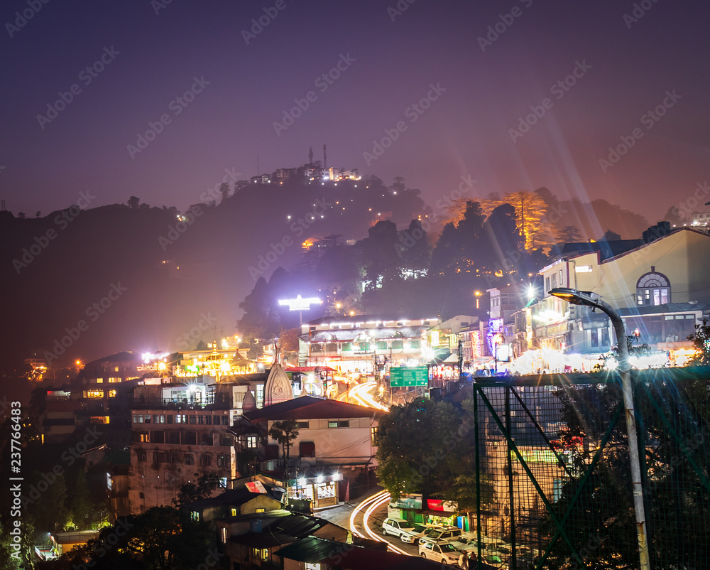 Breathtaking dawn, beauty of mountains Mussoorie uttrakhand   in india, wallpaper scenery  in night