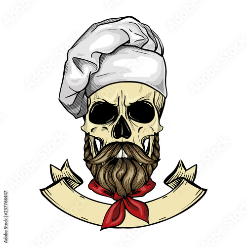 Hand drawn sketch, color skull