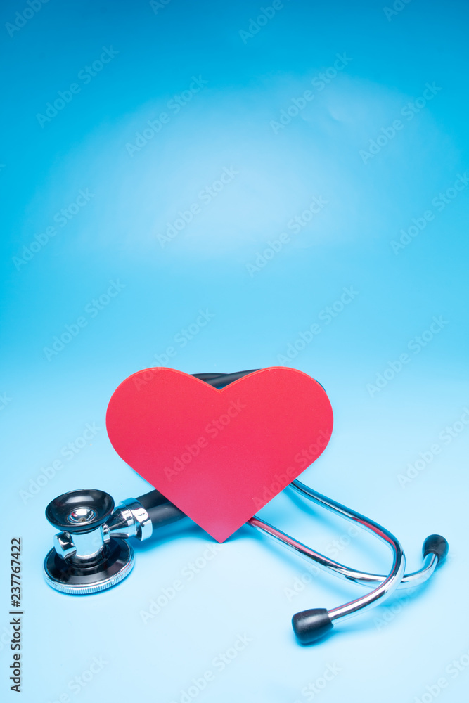 Red heart with stethoscope Red heart with stethoscope