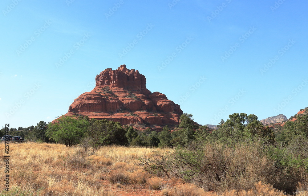 The Bell Rock, landmark butte rock formation near the town of Oak Creek south of Sedona, Arizona
