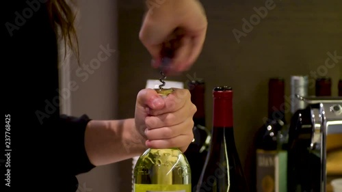 Opening a Bottle of White Wine
