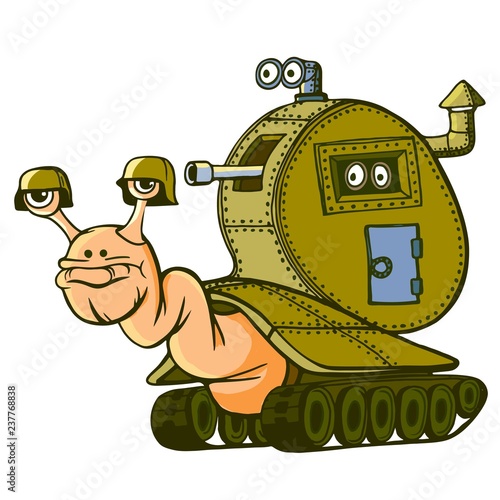 Snail armored, on tracks. Ready to overcome obstacles. Protected by armor.