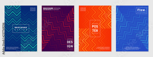 Vector set of cover design template with minimal geometric patterns; Pixel art; Modern different color gradient.