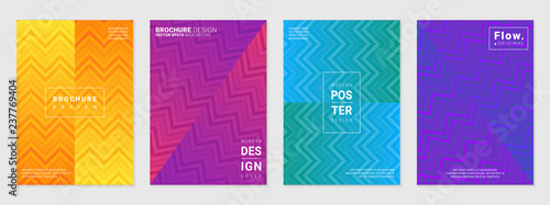 Vector set of cover design template with minimal geometric patterns; Pixel art; Modern different color gradient.