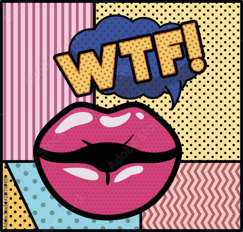 mouth saying wtf pop art style