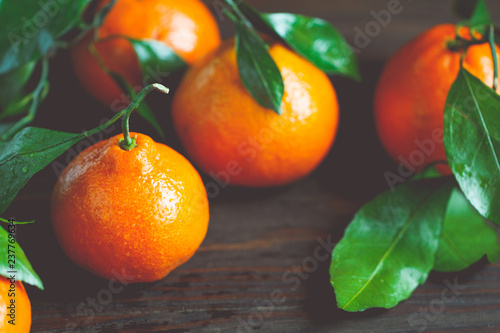 Tasty tangerines on a table. Macro food photography. The concept of healthy eating and lifestyle.