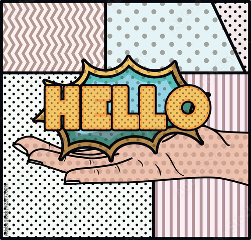 expression bubble with hello pop art style