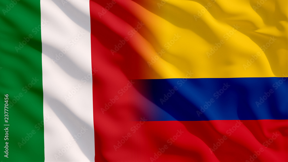 Naklejka premium Waving Italy and Colombia Flags