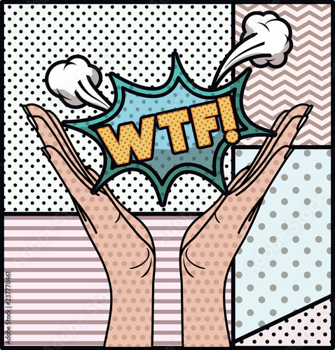 expression bubble with wtf pop art style