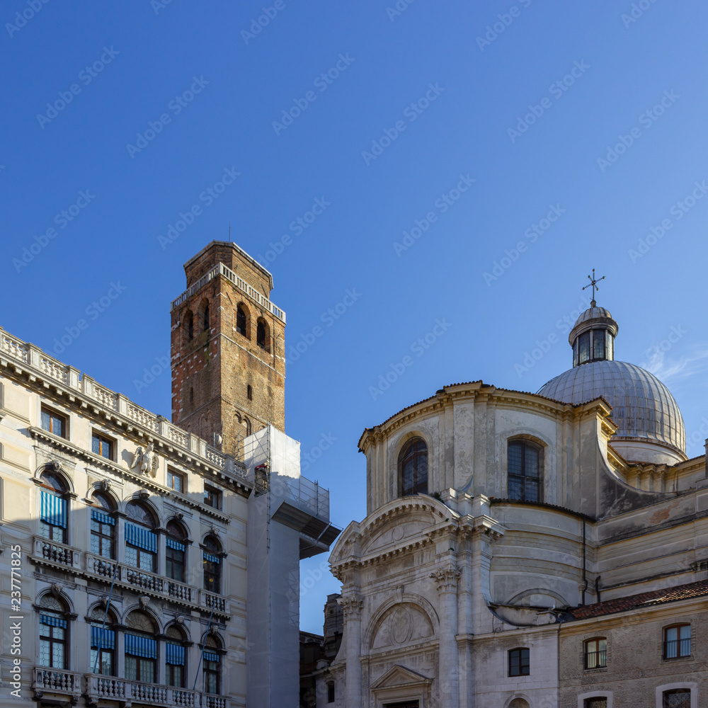 Venice, the temple against the blue sky