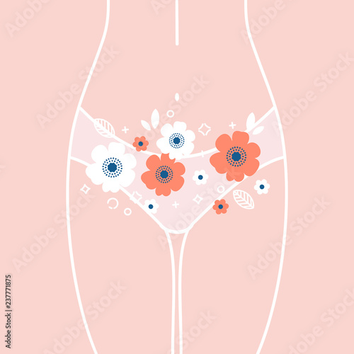 Women period illustration. Womans health. Intimate hygiene. Vector illustration