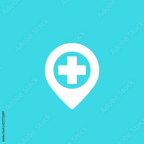 Hospital mark, map pointer vector