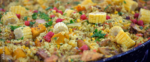Brazilian cuisine  closeup of galinhada plate