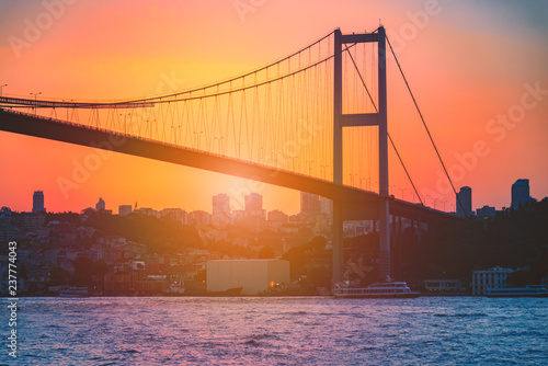 Bosphorus Bridge at sunset in Istanbul, Turkey