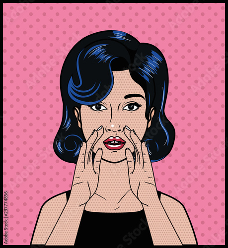 woman with black hair pop art style
