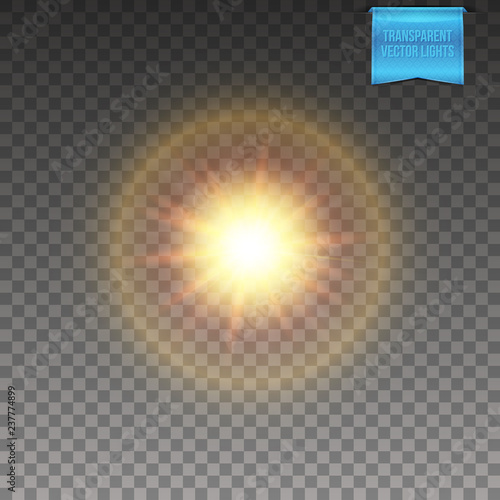 Vector illustration on transparent background with Realistic warm yellow supernova