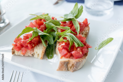 Bruschetta with tomato and basil