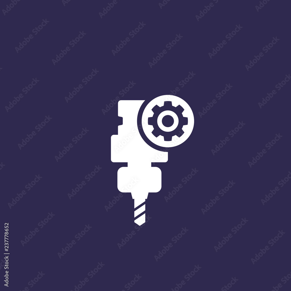 CNC machine service, calibration, vector icon CNC machine service, calibration, vector icon