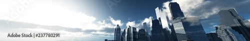 Panorama of a modern city against the sky 3d rendering