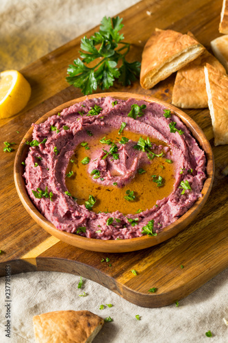 Homemade Purple Hummus with Olive Oil