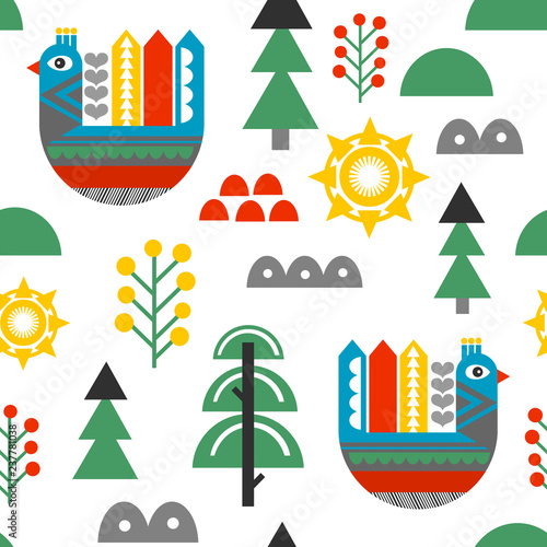 Seamless pattern in retro scandinavian style. Nordic art.