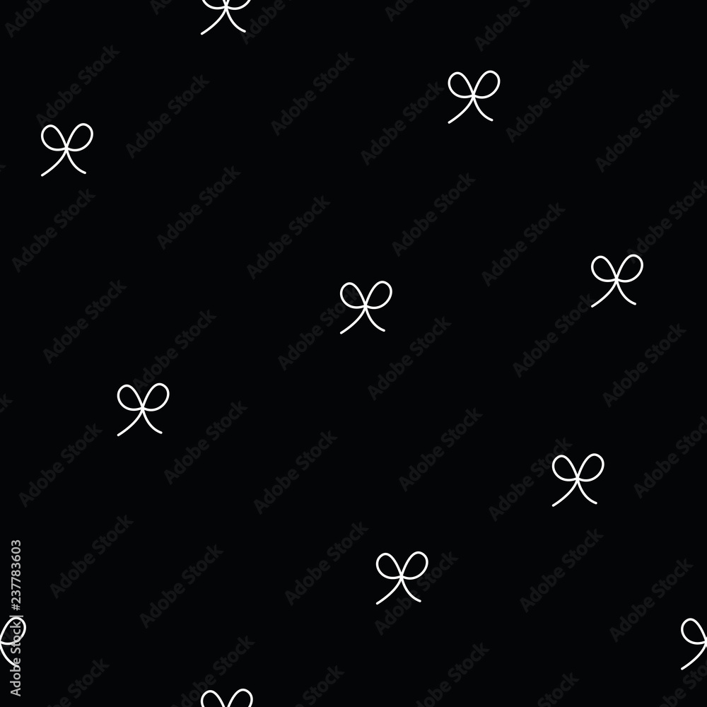 White bows on black background graphic seamless vector pattern