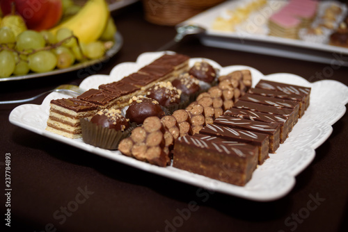 small chocolate cakes beautifully served on a plate