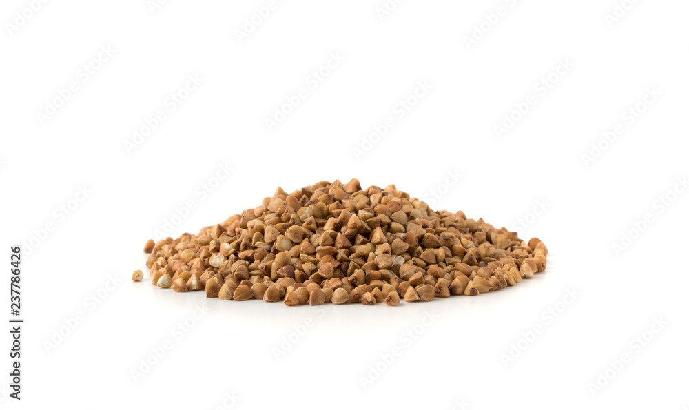 Dry Raw Buckwheat Grains Isolated on White Background Dry Raw Buckwheat Grains Isolated on White Background