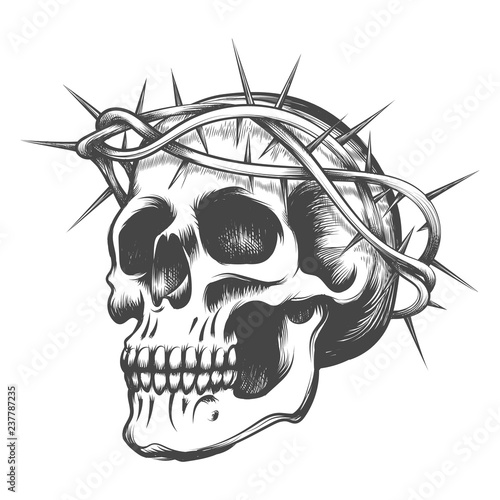 Skull in thorns wreath