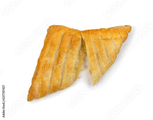 Sweet braided puff pastry or pate feuilletee isolated
