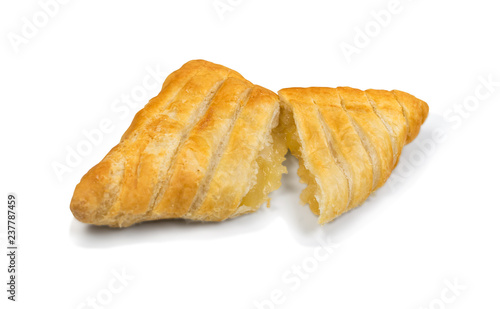 Sweet braided puff pastry or pate feuilletee isolated