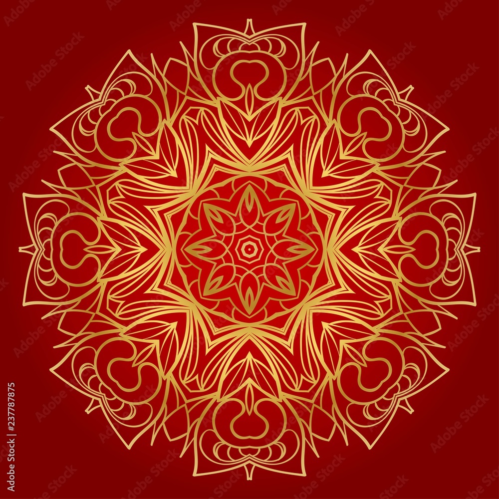 Ethnic ornamental mandala. Decorative design element. Vector illustration.