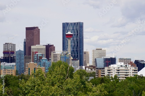 Skyline in Calgary, Alberta of downtown buildings