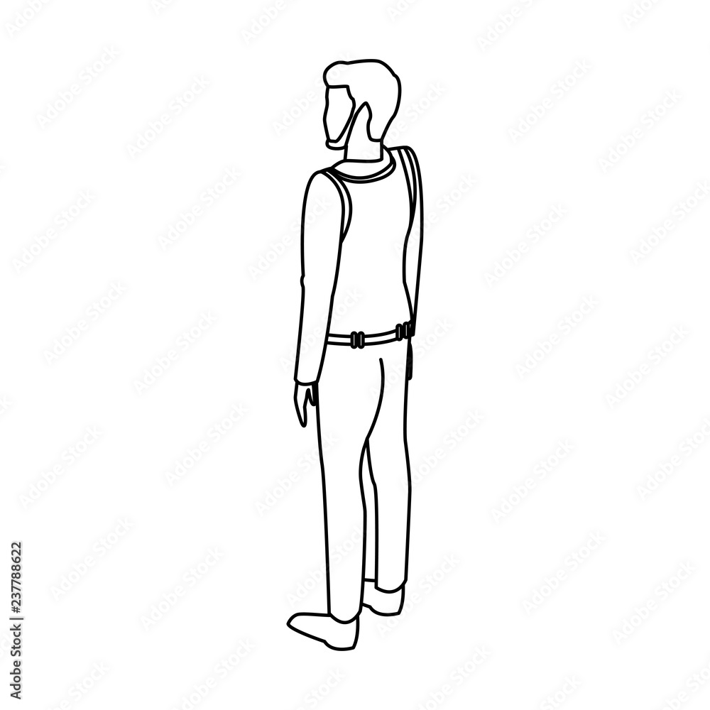 Man avatar isometric concept black and white