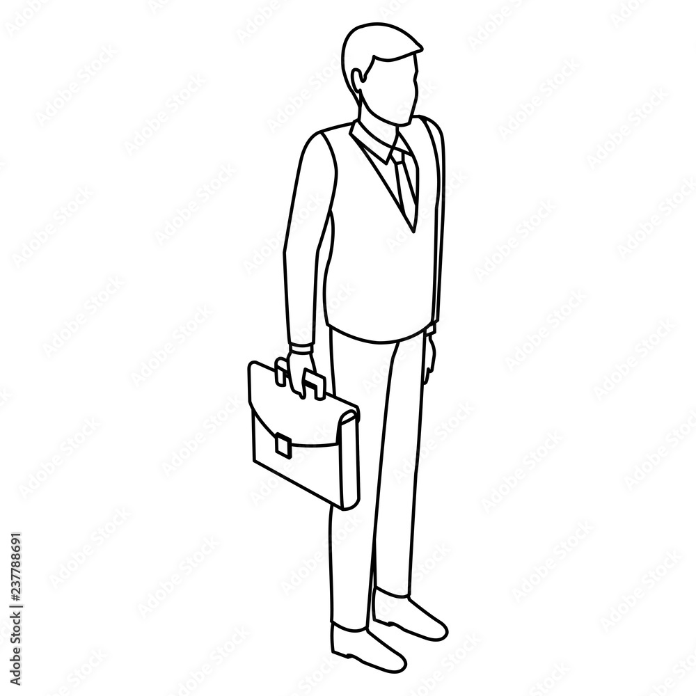 Businessman isometric concept black and white Businessman isometric concept black and white